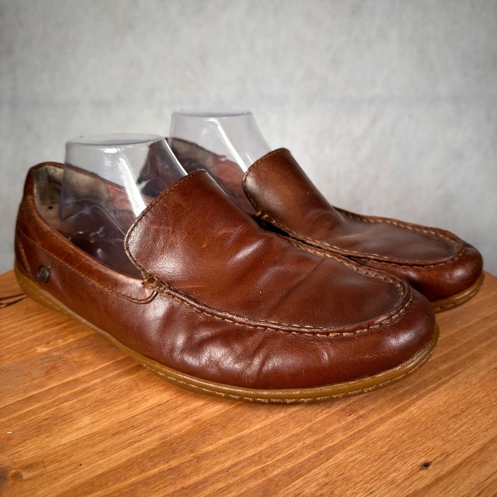 Born Loafers Mens 10.5 Brown Good Leather Slip On Moc Toe H30916 Handcrafted - Picture 4 of 15